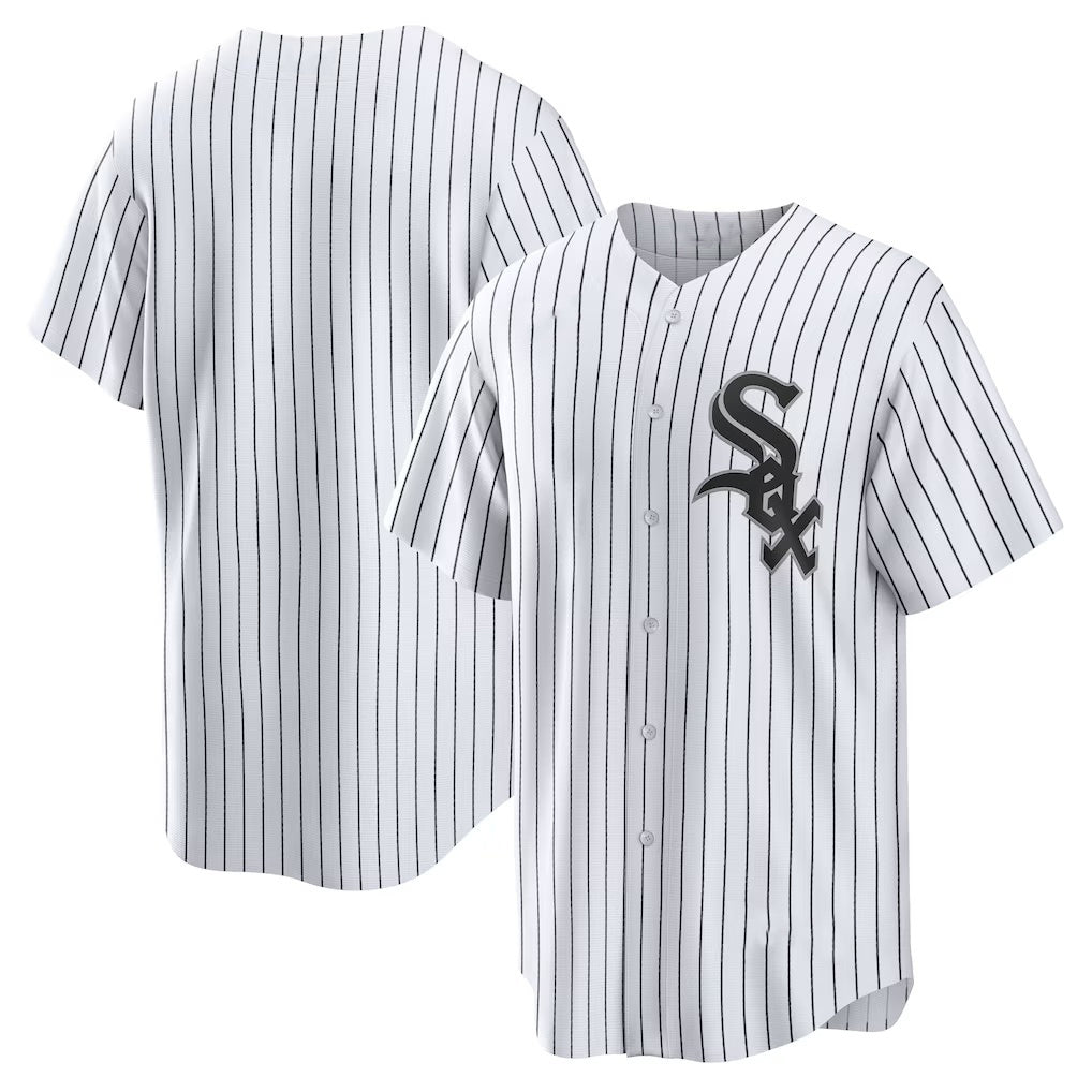 Chicago White Sox White CONTON Home Replica Team Jersey_1