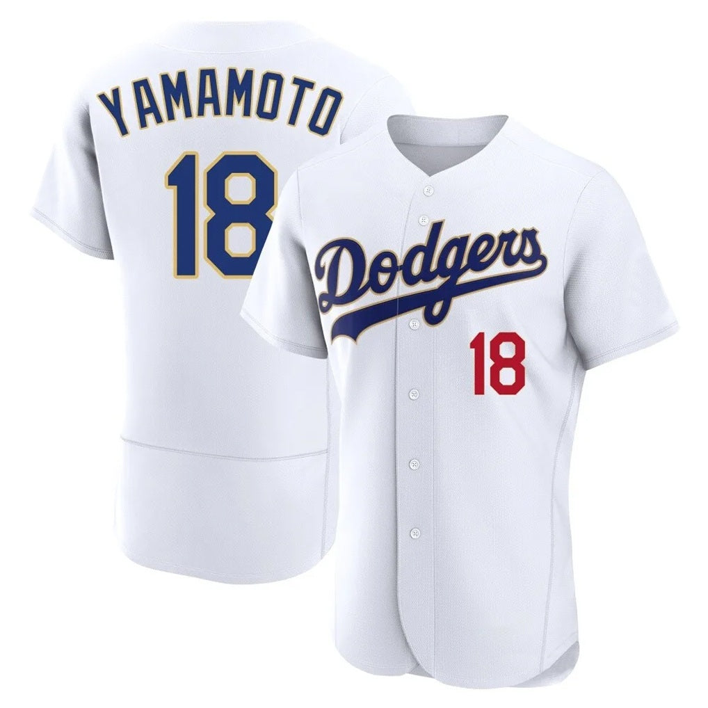 Los Angeles Dodgers #18 Yoshinobu Yamamoto Player Gold White CONTON 2026 Collection Stadium Limited Elite Stitched Jerseys