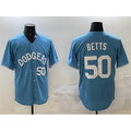 Los Angeles Dodgers #50 Mookie Betts Light Blue CONTON Limited Stitched Jersey