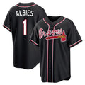 Atlanta Braves #1 Ozzie Albies Player Black CONTON Fashion Out Game Stitched Jerseys