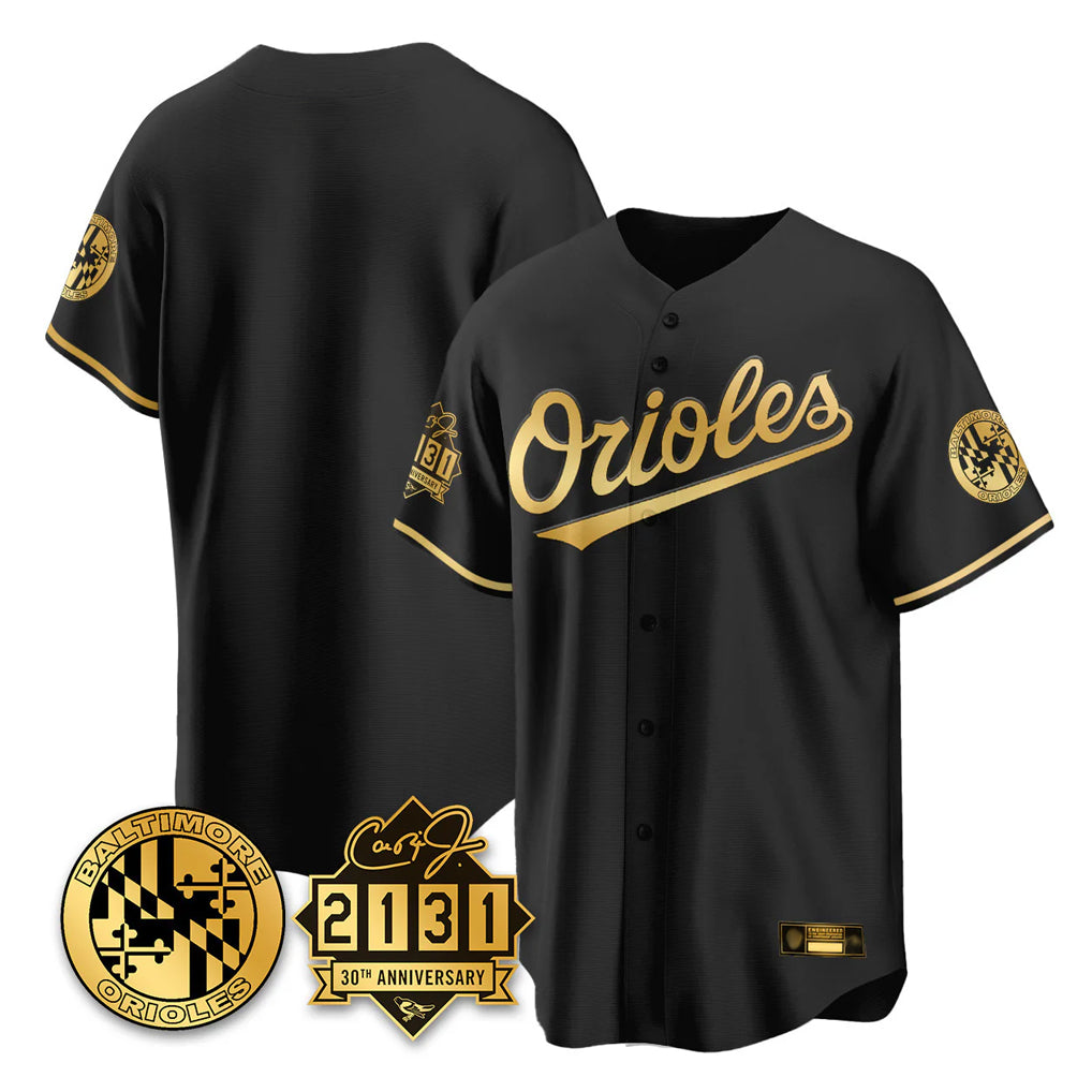 Baltimore Orioles Black Gold CONTON 30th Anniversary of 2131 Home Game Blank Player Stitched Jerseys