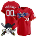Custom Los Angeles Dodgers x One Piece Red CONTON Zoro Patch Vapor Premier Limited Jersey - Stitched