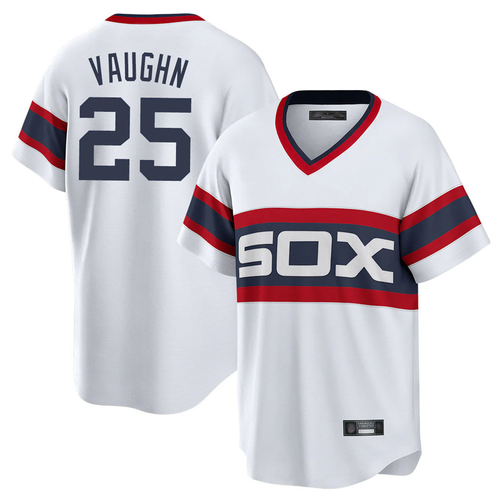 Chicago White Sox #25 Andrew Vaughn Player White CONTON T-shirt Home Game Stitched Jerseys