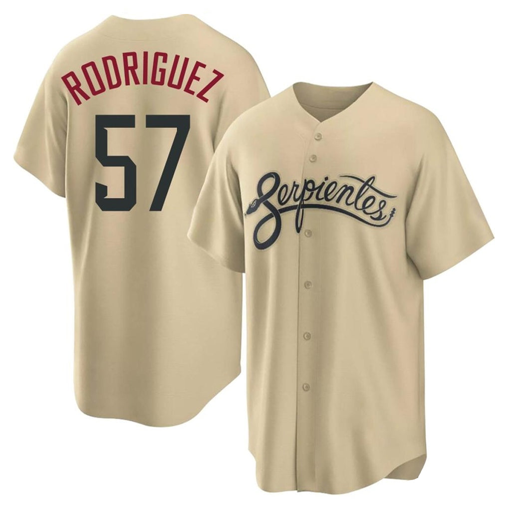Arizona Diamondbacks #57 Eduardo Rodriguez Player Tan CONTON City Connect Home Game Stitched Jerseys