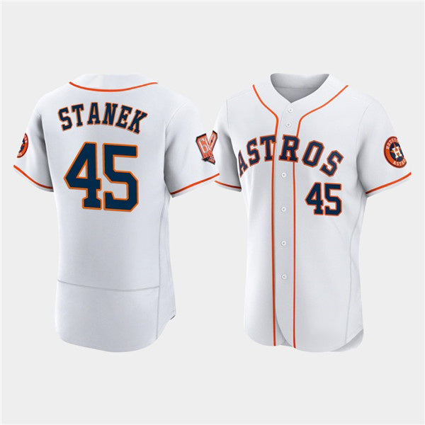 Houston Astros #45 Ryne Stanek White CONTON 60th Anniversary Flex Base Stitched Jersey