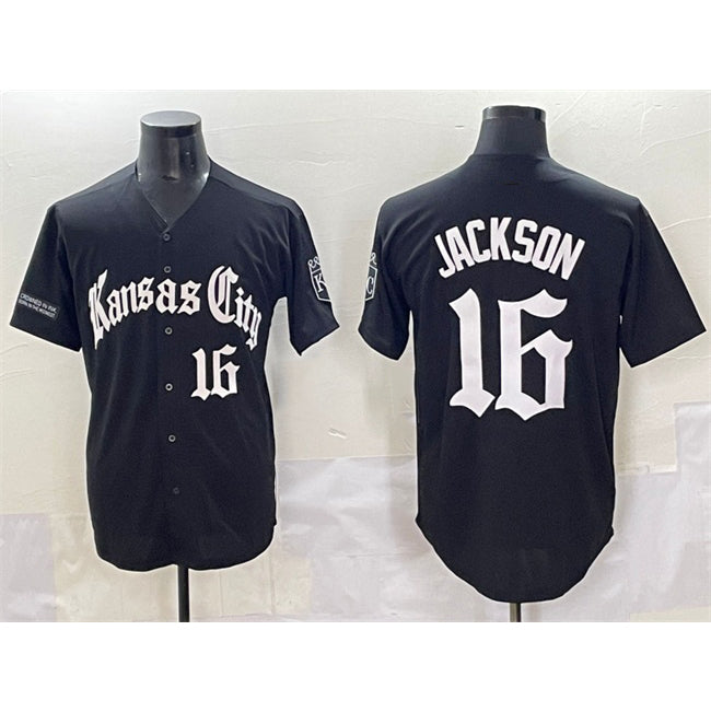 Kansas City Royals #16 Bo Jackson Black CONTON 'Gothic Crown Edition' Vapor Premier Limited Stitched Jersey