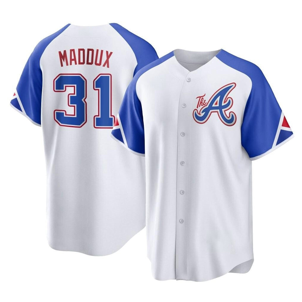 Atlanta Braves #31 Greg Maddux Player White CONTON City Connect Home Game Stitched Jerseys