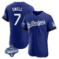 Los Angeles Dodgers #7 Blake Snell Player Royal CONTON City Connect Elite World Series Meet Home Stitched Jerseys