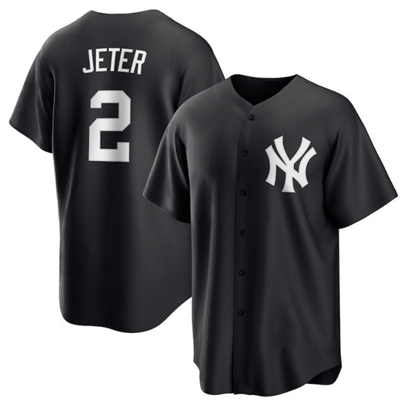 New York Yankees #2 Derek Jeter Black CONTON Lights Out Limited Stitched Jersey