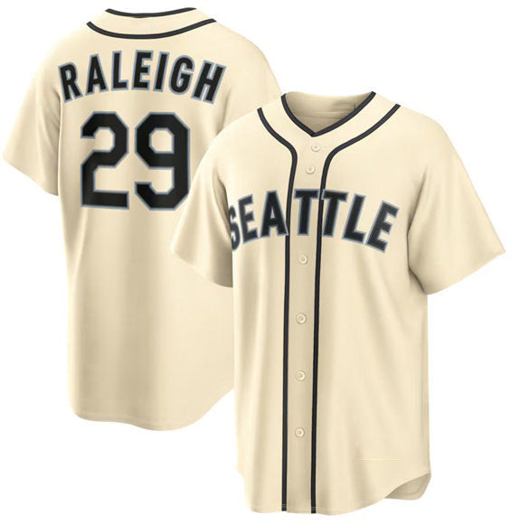 Seattle Mariners #29 Cal Raleigh Cream CONTON Alternate Stitched Jersey