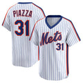 New York Mets #31 Mike Piazza White CONTON Throwback Cooperstown Collection Limited Jersey