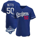 Los Angeles Dodgers #50 Mookie Betts Player Royal CONTON World Series Meet Limited Elite Home Stitched Jerseys