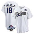 Los Angeles Dodgers #18 Yoshinobu Yamamoto Player Gold White CONTON World Series 2026 Collection Stadium Game Stitched Jerseys