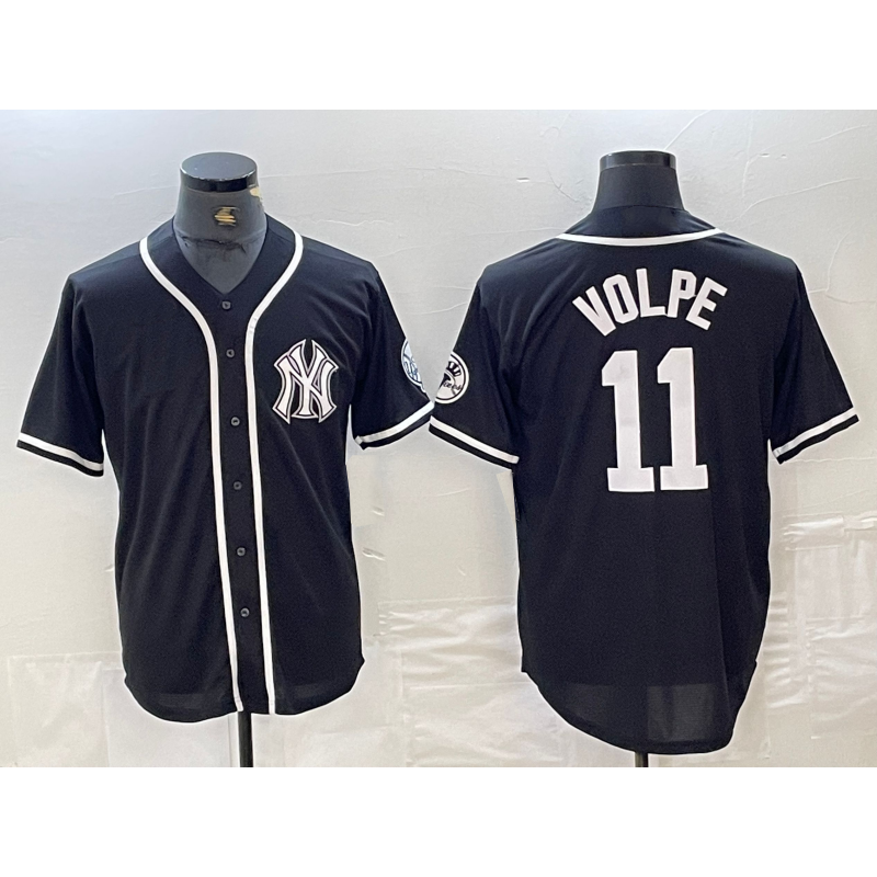 New York Yankees #11 Anthony Volpe Black White CONTON Cool Base Stitched Jersey