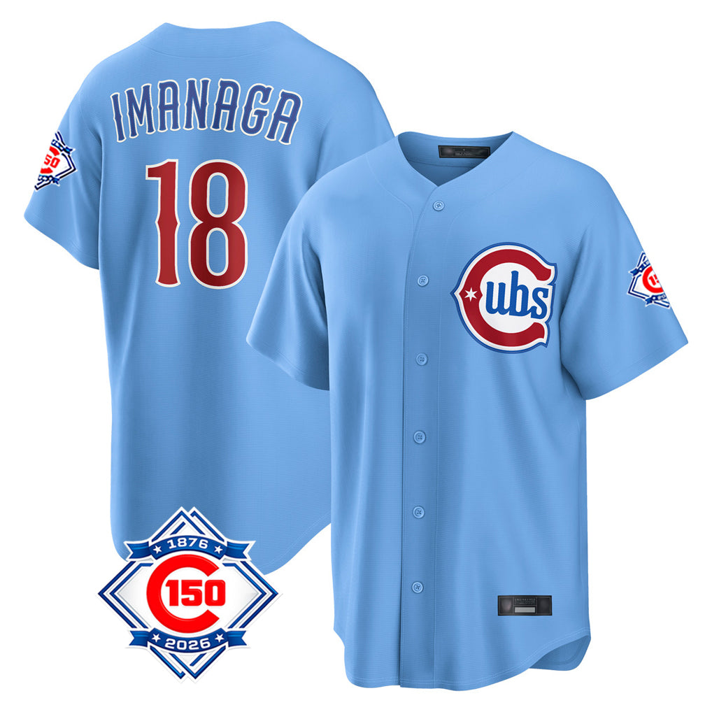 Chicago Cubs #18 Shota Imanaga Player Light Blue CONTON 150th Anniversary Home Game Stitched Jerseys