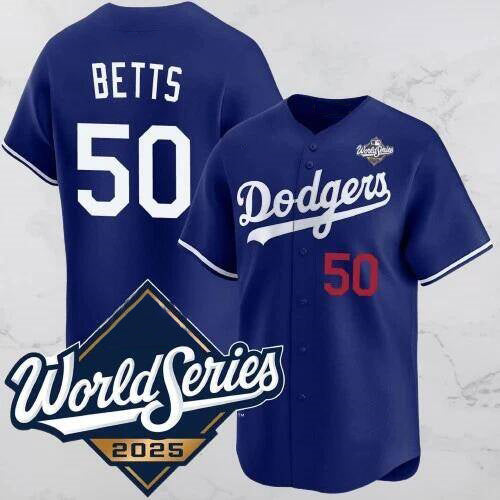 Los Angeles Dodgers #50 Mookie Betts Blue CONTON 2025 World Series Vapor Limited Stitched Jersey