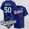 Los Angeles Dodgers #50 Mookie Betts Blue CONTON 2025 World Series Vapor Limited Stitched Jersey