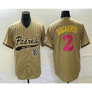 San Diego Padres #2 Xander Bogaerts Tan CONTON Pinstripe 2023 City Connect Cool Base Stitched Jersey 2