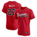 Atlanta Braves #27 Austin Riley Player Red CONTON Limited Elite Home Game Stitched Jerseys