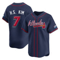 Atlanta Braves #7 Ha-Seong Kim Player Navy CONTON 2025 Speedway Classic Home Game Stitched Jerseys