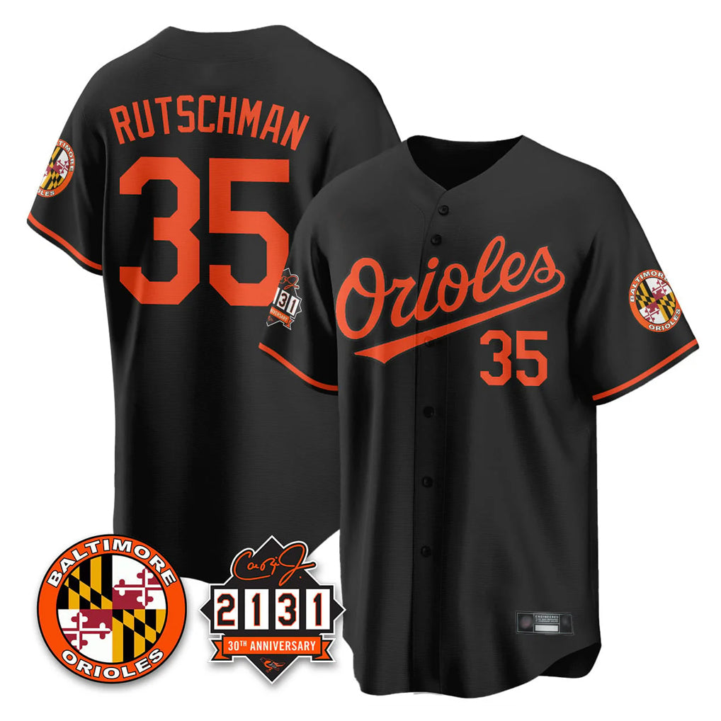 Baltimore Orioles #35 Adley Rutschman Player Black CONTON 30th Anniversary of 2131 Home Game Stitched Jerseys