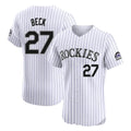 Colorado Rockies #27 Jordan Beck Player White CONTON Limited Elite Home Stitched Jerseys