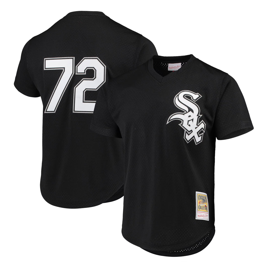 Chicago White Sox #72 Carlton Fisk Player Black CONTON Mitchell & Ness Cooperstown Collection Mesh Game Stitched Jerseys