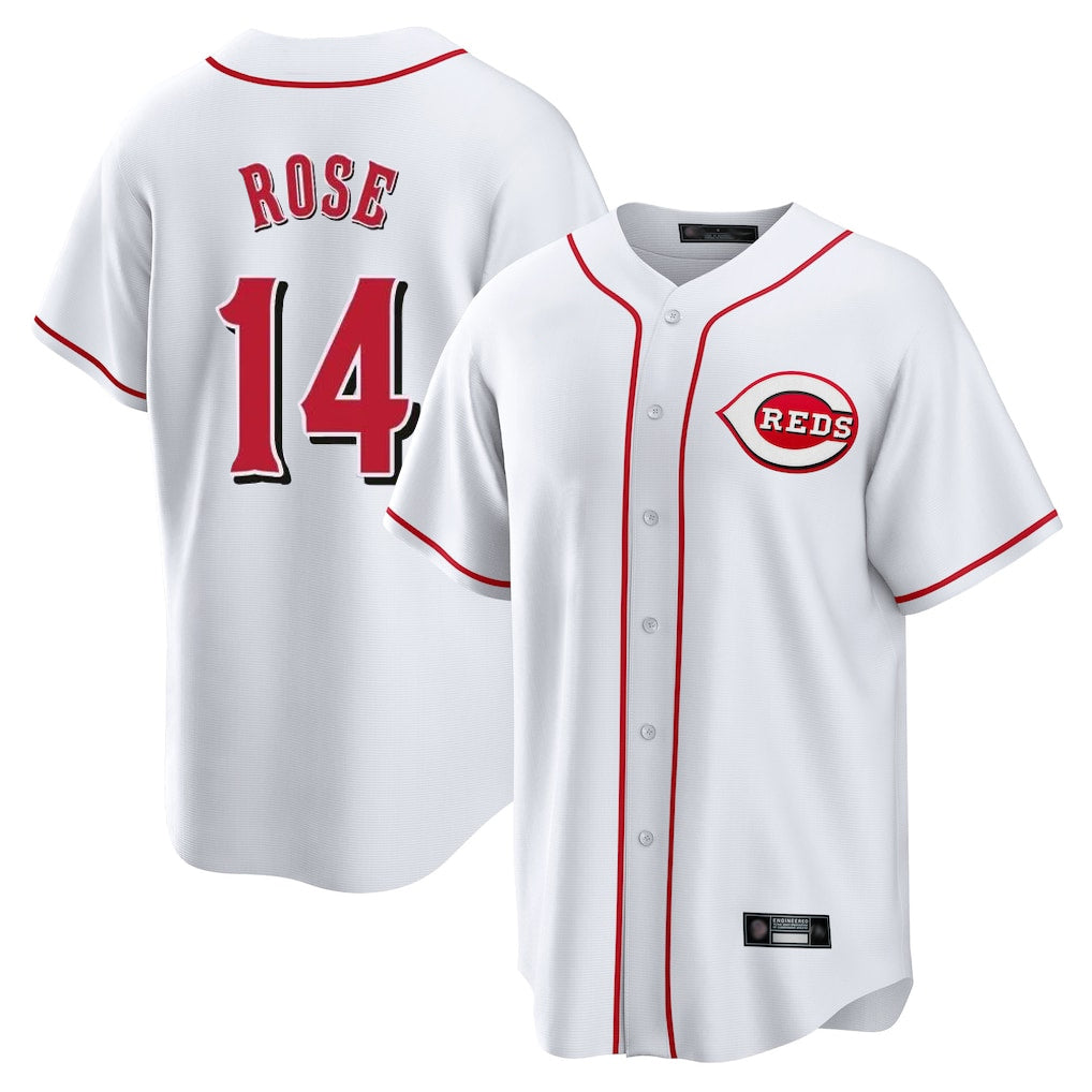 Cincinnati Reds #14 Pete Rose Player White CONTON Game Home Stitched Jerseys