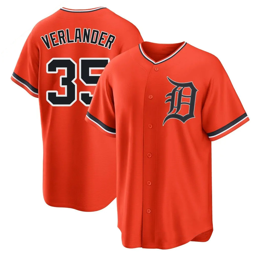 Detroit Tigers #35 Justin Verlander Player Orange CONTON Home Game Stitched Jerseys