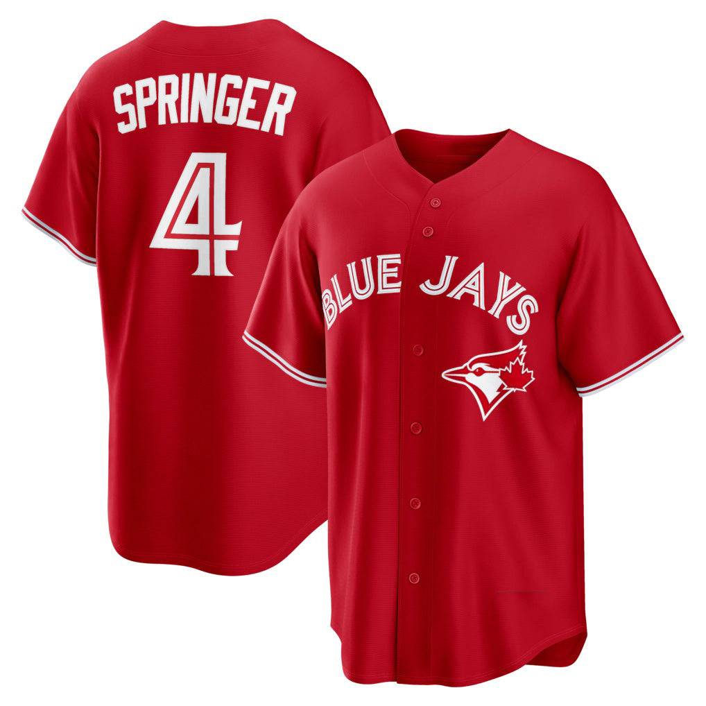 Toronto Blue Jays #4 George Springer Red CONTON Canada Day Replica Jersey