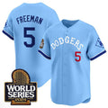 Los Angeles Dodgers #5 Freddie Freeman Blue CONTON With 2024 World Series Patch Vapor Premier Limited Stitched Jersey