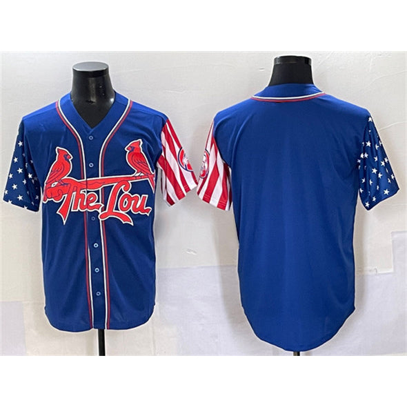St. Louis Cardinals Blank Royal CONTON Independence Day Vapor Premier Limited Stitched Jersey