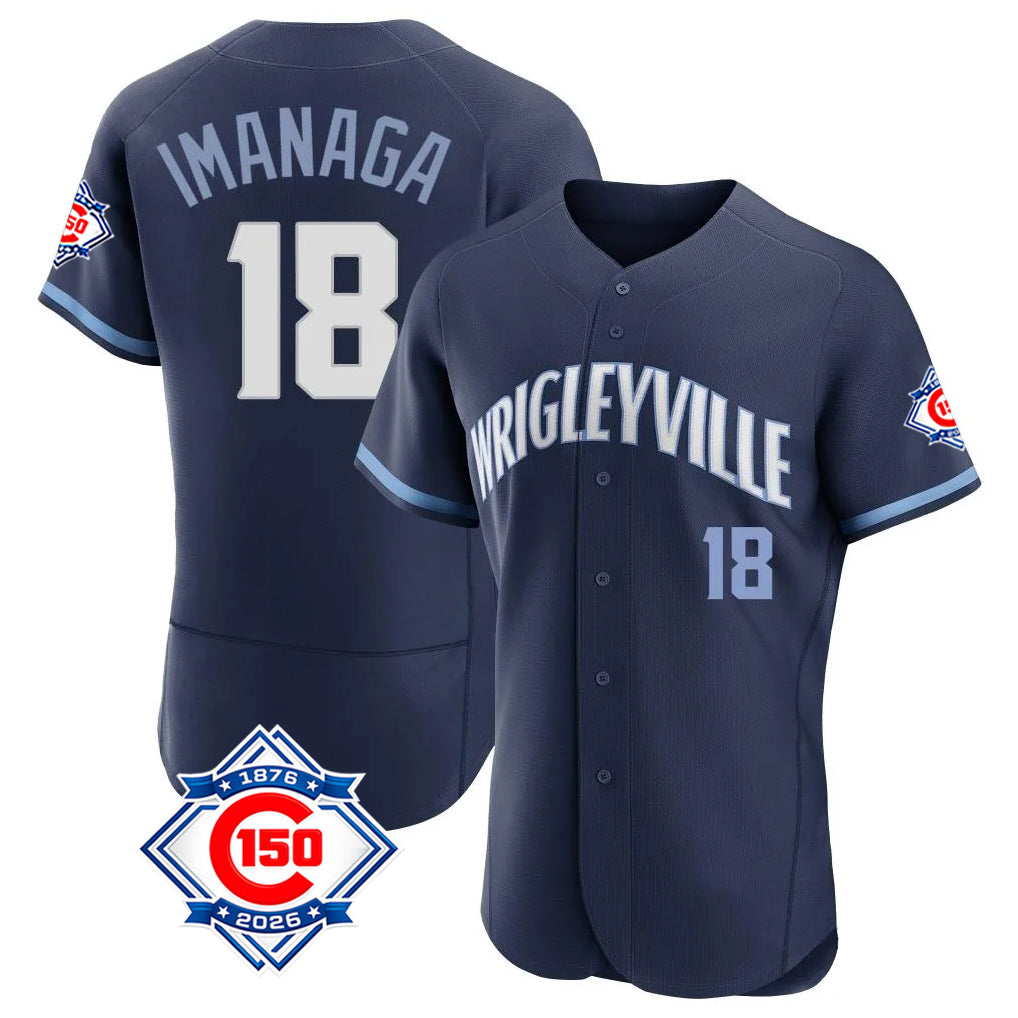 Chicago Cubs #18 Shota Imanaga Player Navy CONTON City Connect 150th Anniversary Limited Elite Home Stitched Jerseys