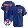 Chicago Cubs #7 Dansby Swanson Player Royal CONTON 150th Anniversary Limited Home Stitched Jerseys