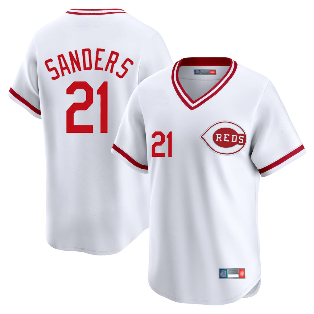 Cincinnati Reds #21 Hunter Greene Player White CONTON Cooperstown Collection Limited T-shirt Home Stitched Jerseys