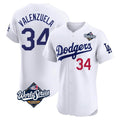 Los Angeles Dodgers #34 Fernando Valenzuela Player White CONTON World Series Limited Elite Home Stitched Jerseys