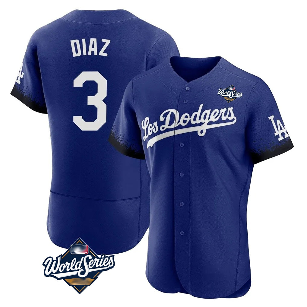 Los Angeles Dodgers #3 Edwin D¨ªaz Player Royal CONTON World Series City Connect Elite Home Stitched Jerseys