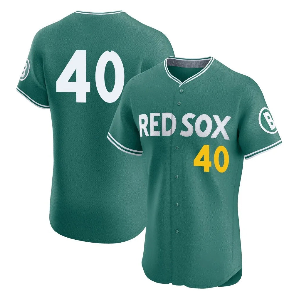Boston Red Sox #40 Willson Contreras Player Green CONTON City Connect Limited Elite Home Game Stitched Jerseys1