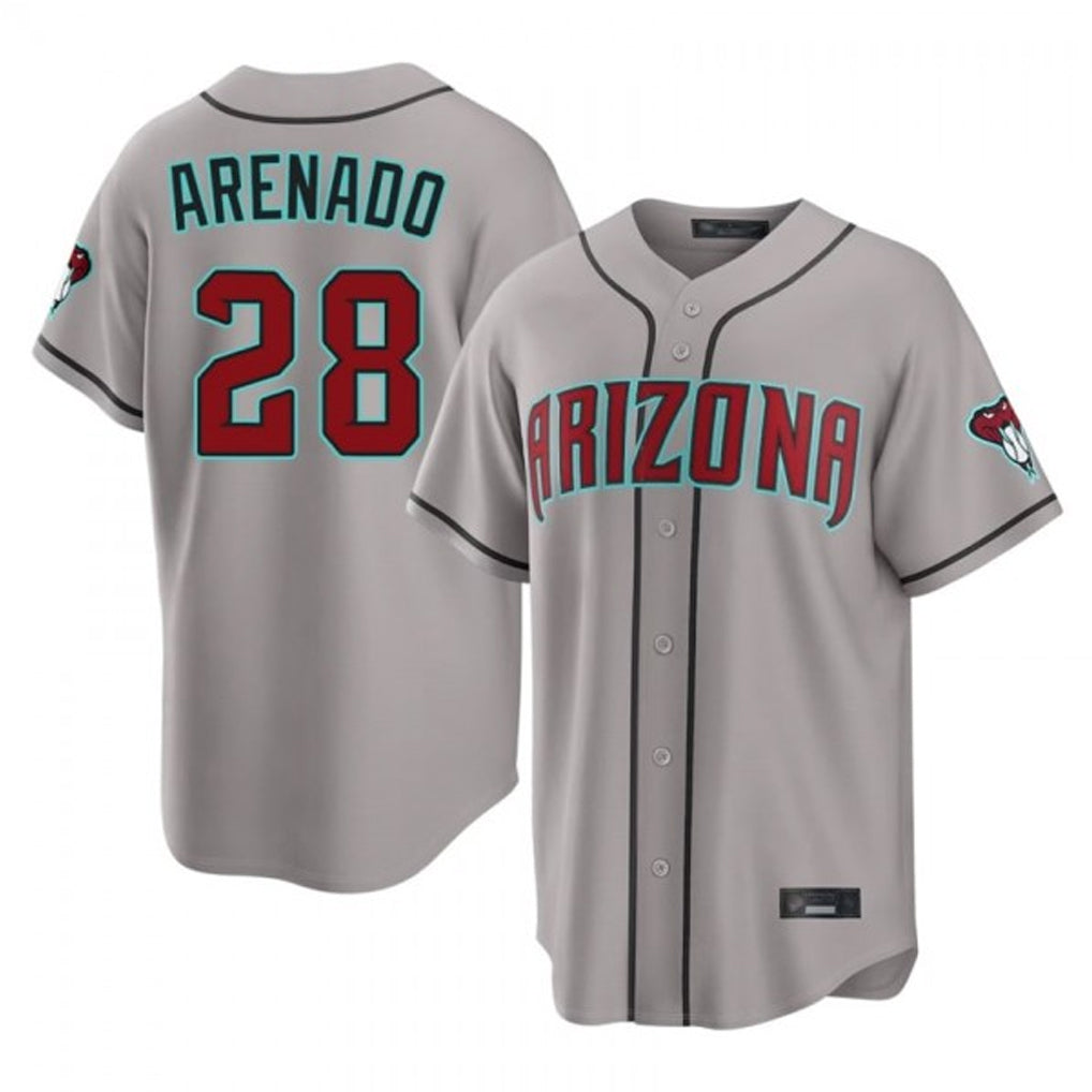 Arizona Diamondbacks #28 Nolan Arenado Player Gray CONTON Road Home Game Stitched Jerseys
