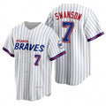 Atlanta Braves #7 Dansby Swanson White CONTON 2021 City Connect Stitched Jersey