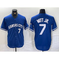 Kansas City Royals #7 Bobby Witt Jr Number Blue CONTON Cool Base Stitched Jersey
