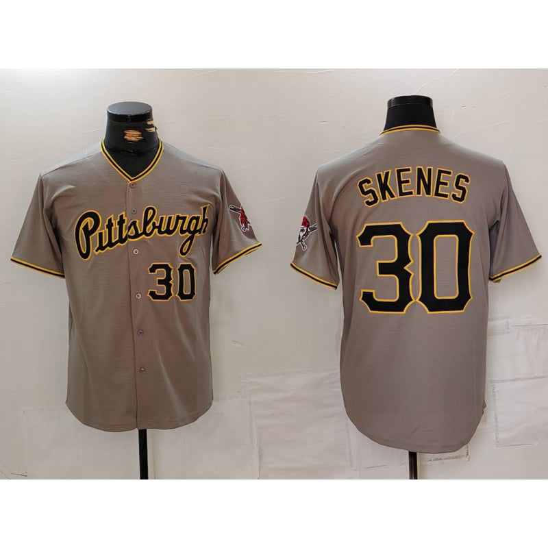 Pittsburgh Pirates #30 Paul Skenes Number Grey CONTON Stitched Jersey