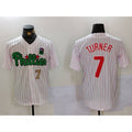Philadelphia Phillies #7 Trea Turner White Green CONTON Cool Base Stitched Jerseys