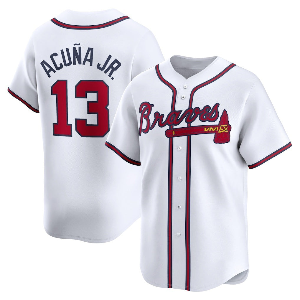 Atlanta Braves #13 Ronald Acuna Jr White CONTON Home Limited Player Jersey