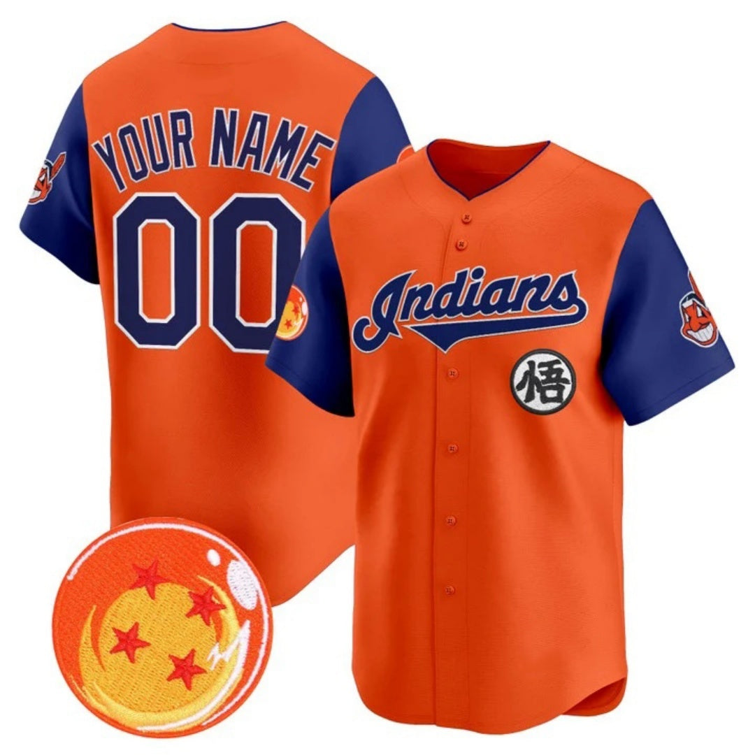 Custom Cleveland Indians x Dragon Ball Royal Orange CONTON Vapor Premier Limited Jersey - All Stitched