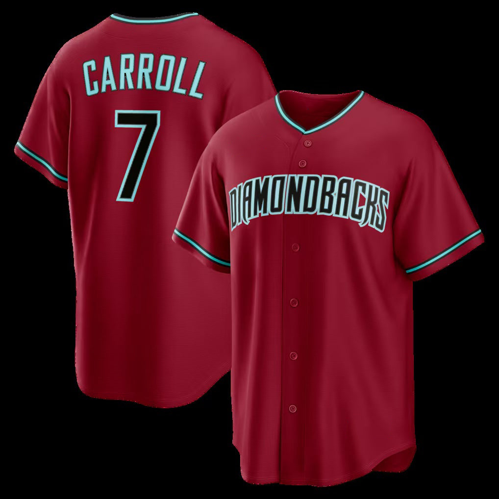 Arizona Diamondbacks #7 Corbin Carroll Crimson CONTON Alternate 2 Replica Jersey