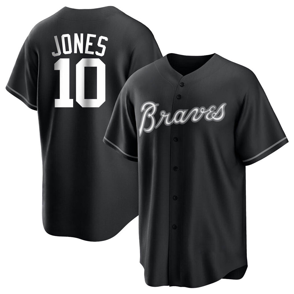 Atlanta Braves #10 Chipper Jones Player Black CONTON Home Game Stitched Jerseys