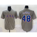 Texas Rangers #48 Jacob deGrom Gray CONTON With Patch Cool Base Stitched Jersey