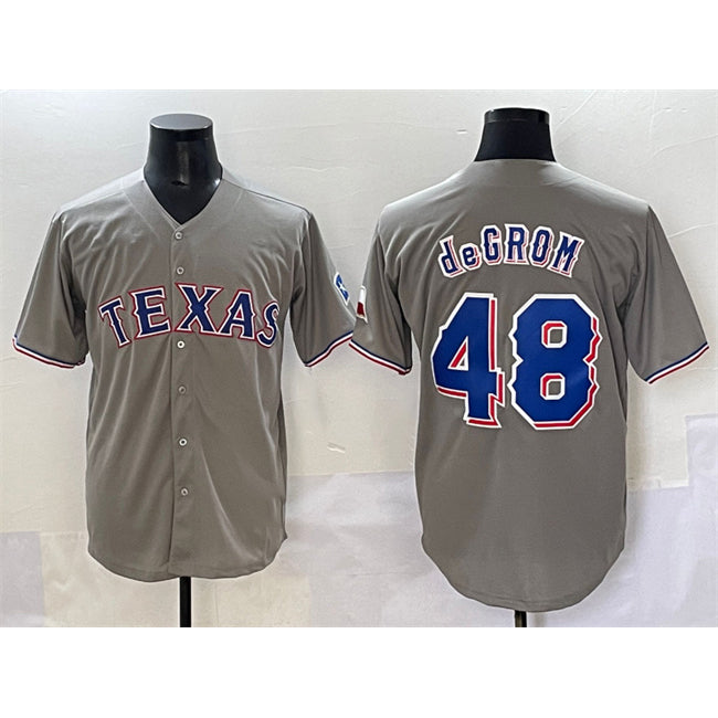 Texas Rangers #48 Jacob deGrom Gray CONTON With Patch Cool Base Stitched Jersey