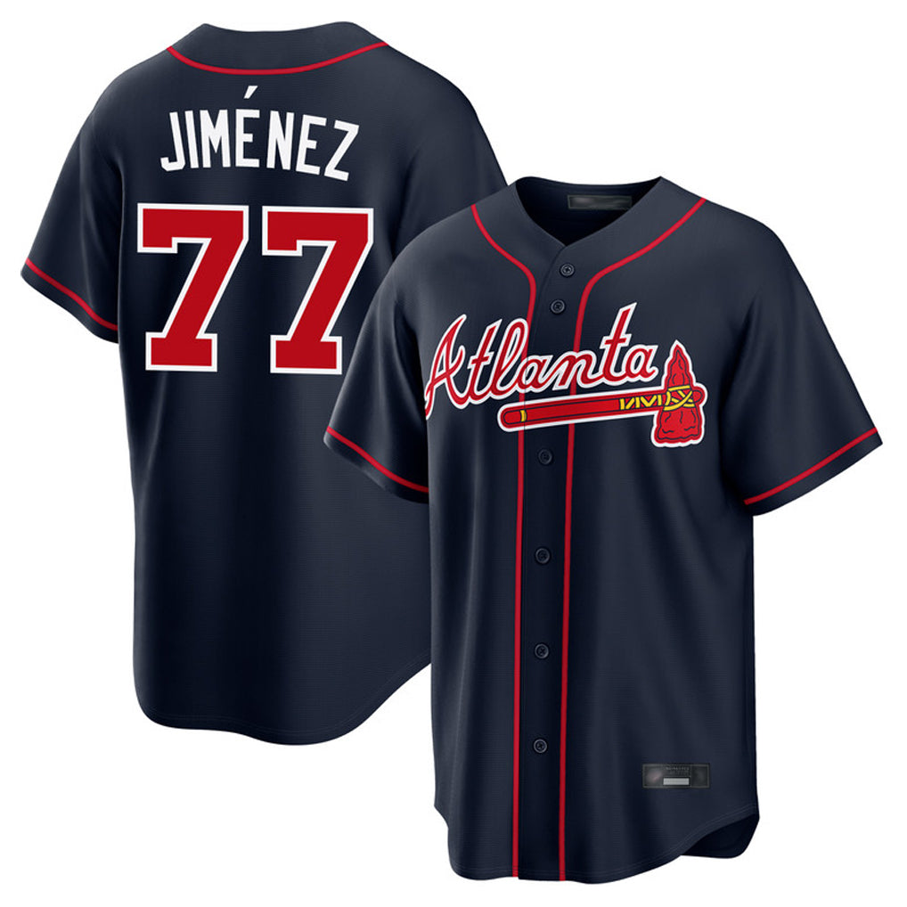 Atlanta Braves #77 Joe Jimenez Player Navy CONTON Home Game Stitched Jerseys